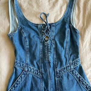 Free People Amina Wide leg demin jumpsuit